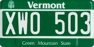 VT license plate XWO503