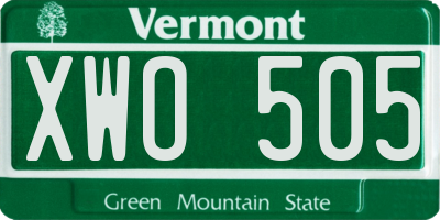 VT license plate XWO505