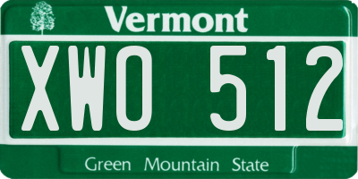 VT license plate XWO512