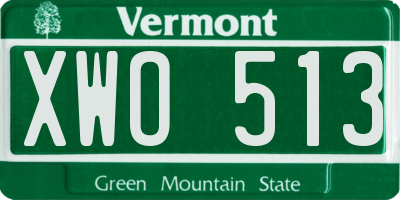 VT license plate XWO513