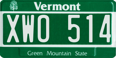 VT license plate XWO514