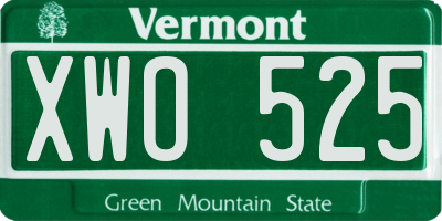 VT license plate XWO525