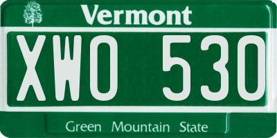 VT license plate XWO530