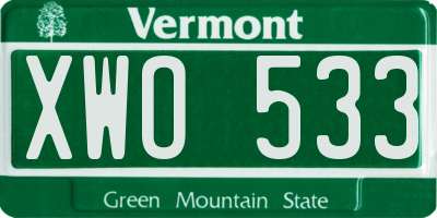 VT license plate XWO533