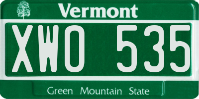 VT license plate XWO535