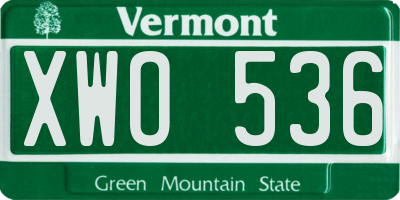 VT license plate XWO536