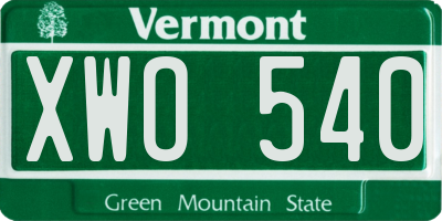 VT license plate XWO540