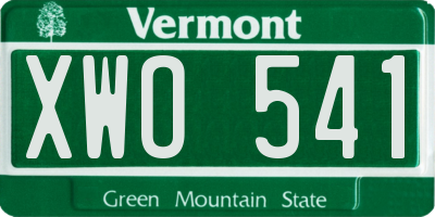 VT license plate XWO541