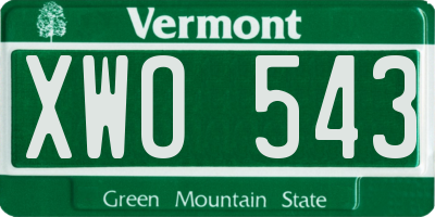 VT license plate XWO543