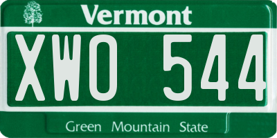 VT license plate XWO544