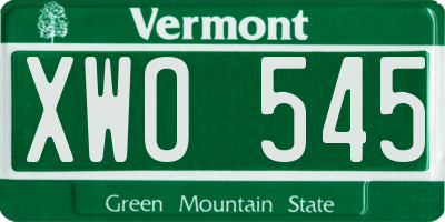 VT license plate XWO545