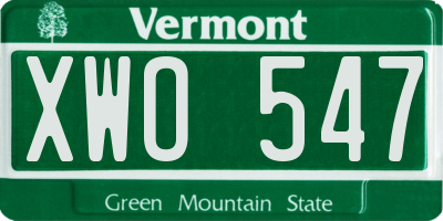 VT license plate XWO547