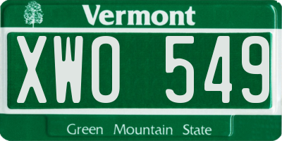 VT license plate XWO549