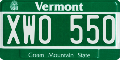 VT license plate XWO550