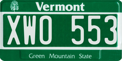 VT license plate XWO553