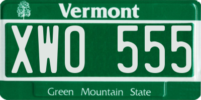 VT license plate XWO555