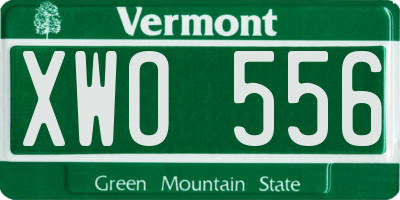 VT license plate XWO556