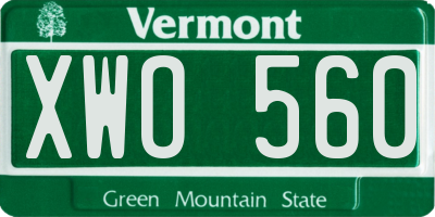 VT license plate XWO560