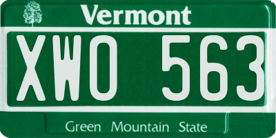 VT license plate XWO563
