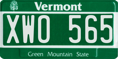 VT license plate XWO565