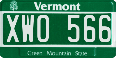 VT license plate XWO566
