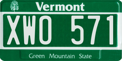 VT license plate XWO571