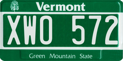 VT license plate XWO572