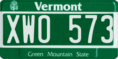 VT license plate XWO573