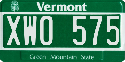 VT license plate XWO575