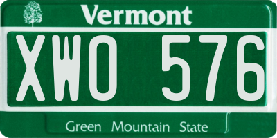 VT license plate XWO576