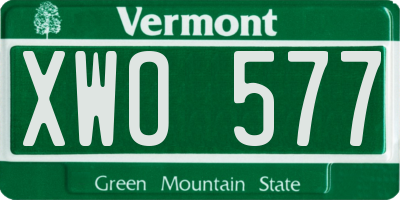 VT license plate XWO577