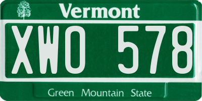 VT license plate XWO578