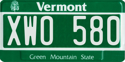 VT license plate XWO580