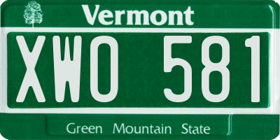 VT license plate XWO581