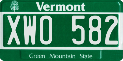 VT license plate XWO582