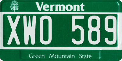 VT license plate XWO589