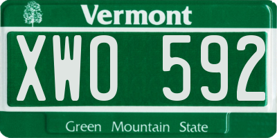 VT license plate XWO592