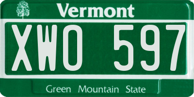 VT license plate XWO597