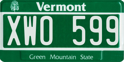 VT license plate XWO599