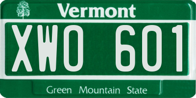 VT license plate XWO601
