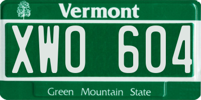 VT license plate XWO604