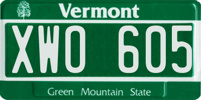 VT license plate XWO605