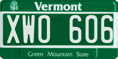 VT license plate XWO606