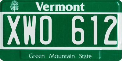 VT license plate XWO612
