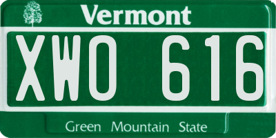 VT license plate XWO616