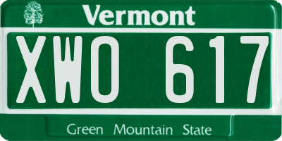 VT license plate XWO617