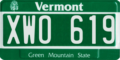 VT license plate XWO619