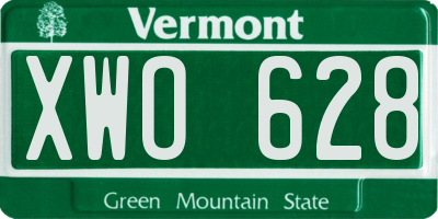 VT license plate XWO628