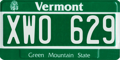 VT license plate XWO629