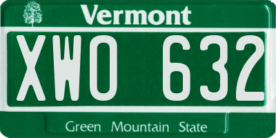 VT license plate XWO632